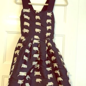 Navy blue fringe dress - FRNCH